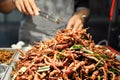 Street food - fried grasshoppers
