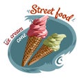 Street food ice cream cone vector illustration Royalty Free Stock Photo