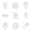 Street food icon set, outline style Royalty Free Stock Photo