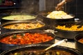 Street food: indian kitchen spicy buffet