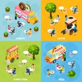 Street Food Isometric 4 Icons Square Royalty Free Stock Photo