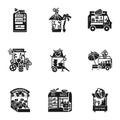 Street food kiosk icon set, simple style Royalty Free Stock Photo