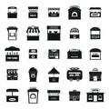 Street food kiosk icons set, simple style Royalty Free Stock Photo