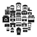 Street food kiosk icons set, simple style Royalty Free Stock Photo