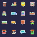 Street food kiosk vehicle icons set vector sticker Royalty Free Stock Photo