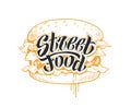 Street Food Lettering And Burger