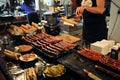 Making hotdog in Bricklane at a London Market