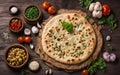 Middle Eastern cheesy delight Cheese Manakish Flatbread, AI Generated Royalty Free Stock Photo