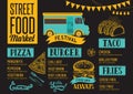 Street food menu, design template.