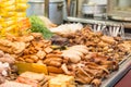 Street food at a night market in Taipei