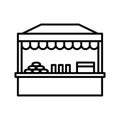 Street food retail icon. Food kiosk, market stall. Mobile cafe, trade cart