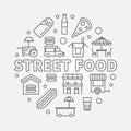 Street food round concept symbol. Vector line illustration Royalty Free Stock Photo