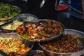 Street food of Singapore. Pork dish. Royalty Free Stock Photo