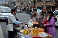 Street food stall and customers Shanghai China