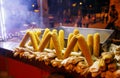 Street food stall with grilled corn, Istanbul Turkey Royalty Free Stock Photo