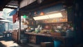 Street food stall in Ubud, Bali island, Indonesia.