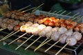 Street food Thai sausage or Esan sausage grill on stove Royalty Free Stock Photo