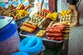 Street food in Thailand fried sausages and Royalty Free Stock Photo