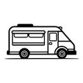 Street food truck icon. Trade van. Transport to cook and sell meals.