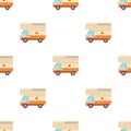 Street food truck pattern seamless vector Royalty Free Stock Photo