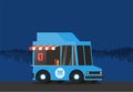 Street food truck vector illustration, food caravan. Burger van delivery. Flat icon