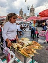 Street food vendor in Zocalo square in Mexico city