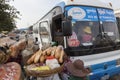 Street food vendors at bus station in Cambodia