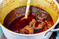 Street foods in Lagos Nigeria; Eja kika in stew; Ewa Agoyin Sauce Royalty Free Stock Photo