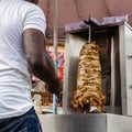 Street foods in Lagos Nigeria; gyro meat on the street