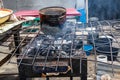 Street foods in Lagos Nigeria; Suya grill Royalty Free Stock Photo