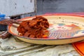 Street foods in Lagos Nigeria; Suya in a tray Royalty Free Stock Photo