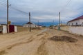 Street in former Aral Sea port town Moynaq Mo ynoq or Muynak , Uzbekist Royalty Free Stock Photo