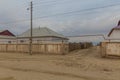 Street in former Aral Sea port town Moynaq Mo ynoq or Muynak , Uzbekist Royalty Free Stock Photo