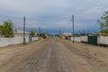 Street in former Aral Sea port town Moynaq Mo ynoq or Muynak , Uzbekist Royalty Free Stock Photo