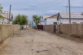 Street in former port town Moynaq Mo ynoq or Muynak , Uzbekist Royalty Free Stock Photo