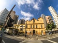 Street in front of the Church of Sao Goncalo, in Joao Mendes Square, downtown Sao Paulo, SP