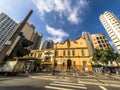 Street in front of the Church of Sao Goncalo, in Joao Mendes Square, downtown Sao Paulo, SP