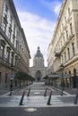 Street in front of St. Stephen's Cathedral in Budapest, Hungary Royalty Free Stock Photo