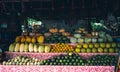 Street fruit and vegetable market-Fresh seasonal fruits and vegetables Royalty Free Stock Photo