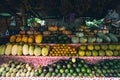 Street fruit and vegetable market-Fresh seasonal fruits and vegetables Royalty Free Stock Photo