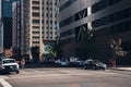 Street full of cars, city of Denver Colorado USA