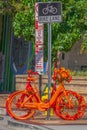 Street furniture in the form of ornamental bicycles