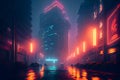 street future cyberpunk city. Generative AI