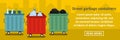 Street garbage containers banner horizontal concept