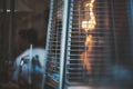 Street gas heater, flame, tilt-shift Royalty Free Stock Photo