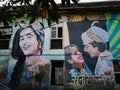 Street graffiti/art in the bylaws of Bandra. Waroda road street art. Mumbai India.