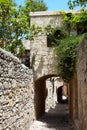 Street in greek town, Rhodes, Greece Royalty Free Stock Photo