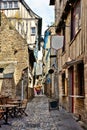 Street of half timbered buildings in Dinan, France Royalty Free Stock Photo