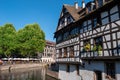 Street with half-timbered medieval houses in Strasbourg, Alsace, France Royalty Free Stock Photo