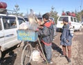 A street hawker selling Butter Kulcha in Patnitop. Royalty Free Stock Photo